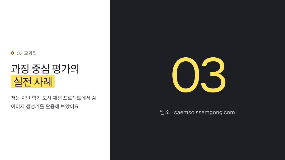 과정 중심 평가의 실전 사례 — 사회: AI 활용 학생 주도 프로젝트 수행평가 루브릭 설명 이미지